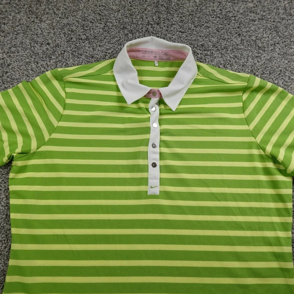 Nike Polo Shirt Womens L Green Drifit Center Swoosh Golf Lightweight Performance